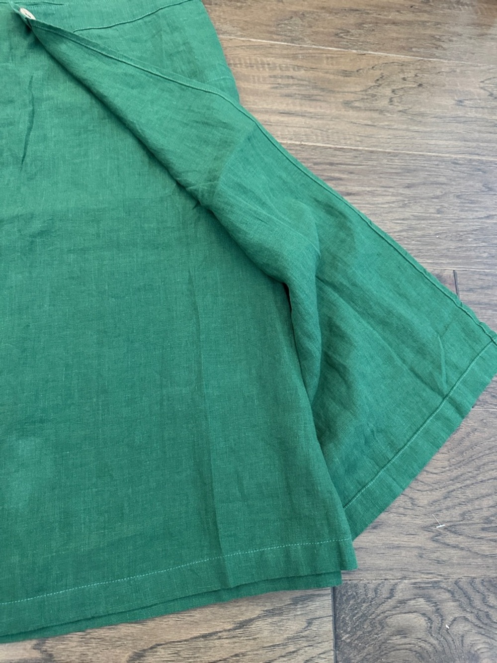 NWT Grae Cove SZ M Green Linen Blend Midi Skirt - Front Overlap A-Line - Picture 7 of 11